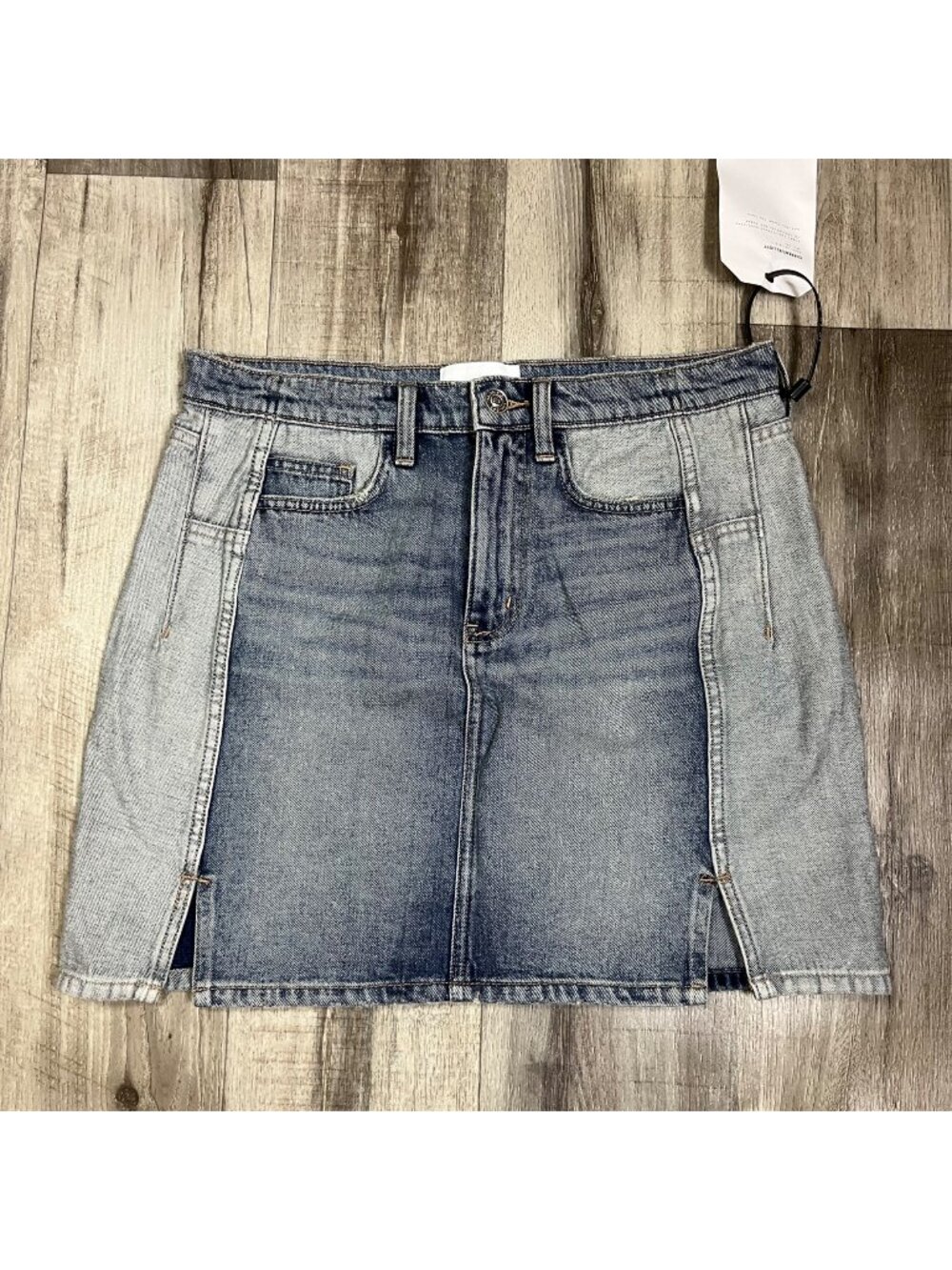 Current/Elliott The Reversed Mashed Mini Denim Skirt Blue NWT Women’s Size 31